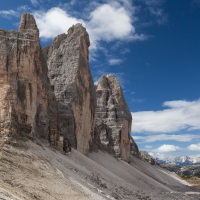 Südtirol, klassischer Blick auf die drei Zinnen