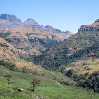 Südafrika, Berglandschaft in den Drakensbergen, Champagne Valley, Monks Cowl Nature Reserve